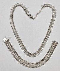 Rare Binder Denmark Sterling Modernist Links Necklace Bracelet Set 1940-50s