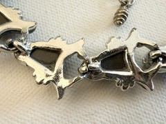 Vintage Necklace Grey – Silver Metal Glass Plastic Hook Closure