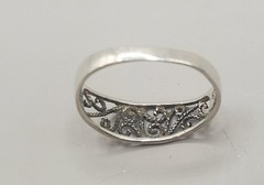 3 Sterling Silver Rings Sz 8: Filigree Lace + 2 Cz Bands – 1 Missing 3 Tiny Cz’s