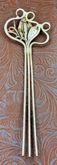 Vintage Solid Brass Hair Comb/Pins~Calla Lily Flower w Vines & Leaf ~Art Nouveau