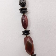Vintage Mid-Century Modern Necklace Black Red Bead Maximalist Boho 25″