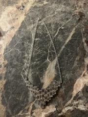 Vintage Avon Rhinestone Necklace Silver Tone Solid Pendant