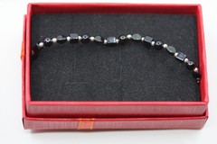 Black Onyx Beaded Gemstone Bracelet with Dangle Charm Sterling Silver