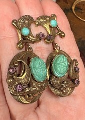 Antique 1920s Czech Egyptian Revival Filigree Eclectic Scarab RARE