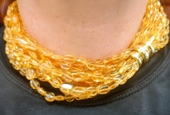 Vintage 18K Gold MAZ Hammered Clasp Citrine Multi Strand Necklace 10 Strand 195g