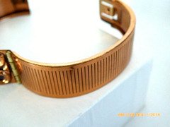 VINTAGE ELABORATE COPPER HINGED BANGLE BRACELET SIGNED RENOIR