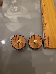 Vintage Handmade Studded Pins Beads Sequins Black/GoldOrnate Clip-On EarringsK49