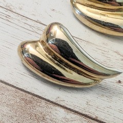 Vintage Earrings For Pierced Ears – 1 & 5/8″ Double Swish – Fair Condition