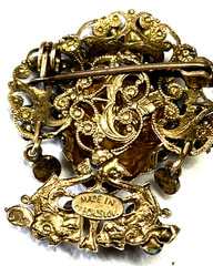 Antique Czech Art Deco Bohemian Glass Filigree Enamel Brooch Turban Sultan 1920s