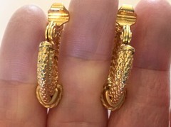 Vintage MONET ~ 1 1/8” Double Braided Hoop ~ Gold Tone Clip Earrings