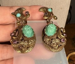 Antique 1920s Czech Egyptian Revival Filigree Eclectic Scarab RARE