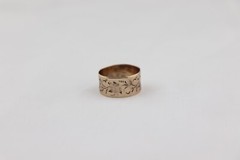 Victorian 10K rose gold BAND ring Wide Leaf Leaves Flowers Vines 3.1 g sz 7