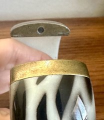 Vintage Zebra Striped Bangle Bracelet Hinged Clamper Boho Cream & Black Chic