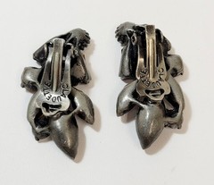 Vintage High End Claudette Brown Blue AB Rhinestone Earrings