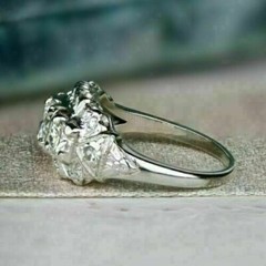 Geometric Late Art Deco Wedding Ring 14K White Gold Over 2 Ct Simulated Diamond