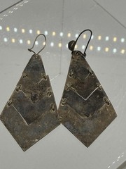 Vintage Alpaca Silver Abalone Shell Inlay Earrings- Please READ