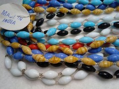 Vintage Glass Beaded Necklaces Made in India Lot of 12, Various Colors, Each 20″