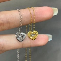Sparkling Heartbeat: Solid 18k White Gold Diamond Pendant Necklace