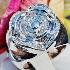 14k white gold ring 1.80ct natural diamond size 11 vintage handmade 17.85gr Gab7