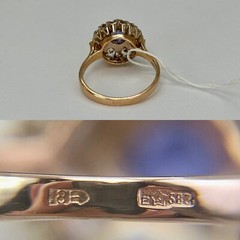 Vintage Original Rose & White Gold Sapphire (lab. made) Ring 583 14K 3.68 g.