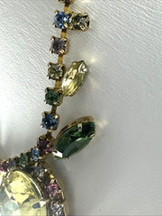 Vintage Weiss? Stunning Runway Necklace Gorgeous Colors Large Rhinestones Dangle