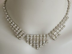 Elegant Necklace, Chain With Clear Rhinestones 22.2 G/Adjustable About 39-45 Cm
