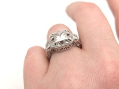 Vintage Sterling Silver SETA Signed 925 Art Deco Antique Style CZ Cocktail Ring