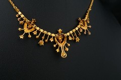 Antique 18K Gold Diamond Seed Pearl Garland Necklace Late Victorian 14.5″ NG1888
