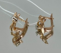 Vintage Original Natural Diamond 0.10 Ct Rose & White Gold Earrings 583 14K