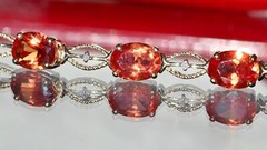 10k yellow gold bracelet 15.75ct lab-created sapphire diamond 7.25″ tennis 8.9gr