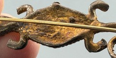 Vintage Crocodile Brooch Asante Gold Weight Style Pot Metal Figural Reptile Pin