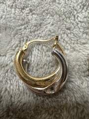 14K Yellow & White Gold Double Twisted Hoop Pierced Earrings Carla Scrap 2 g