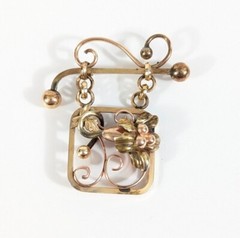 Vintage Gold Filled Dangle Flower Brooch Pin Signed JMS