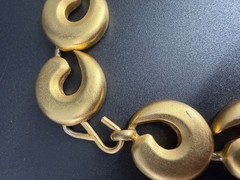 Vintage Erwin Pearl Matte Gold Tone Necklace Bold Chunky 80s 90s Statement 16″