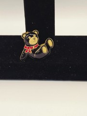 Vintage gold Tone Black Enamel Cloisonne Bear Brooch