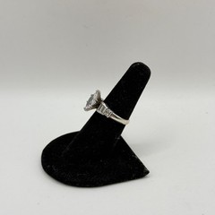 Vintage SETA 925 Sterling Silver Marquise CZ Ring Baguette Size 6.5 Art Deco