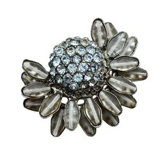 Vintage Rare Unsigned Schreiner New York Brooch Pin Blue Grey Glass Rhinestone
