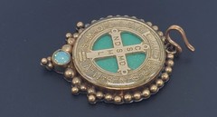 VSA Virgins Saints and Angels Pendant Gold Vintage Antique Even Sided Cross