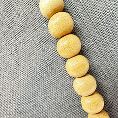 Vintage Boho Natural Wood Bead Statement Necklace 26″ Chunky Earthy – 70s Vibe