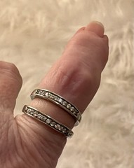 Sterling Silver Channel Set Double Band CZ Vintage Ring Size 8 Gram Wt 7.2