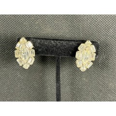 1. Vintage Weiss Clear Rhinestone Clip‑On Earrings – Sparkling Mid‑Century