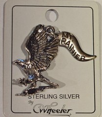WHEELER VINTAGE 1980 STERLING SILVER 3D MT. RANIER EAGLE CHARM ON CARD