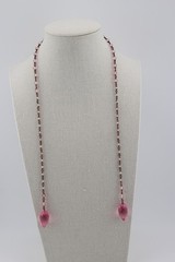 Antique or Vintage Art Deco Pink Glass Crystal Lariat 21″ Flapper Necklace