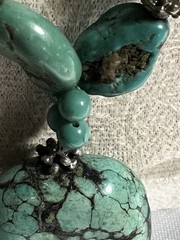 Vintage Southwestern Chunky Turquoise Nugget Necklace – 22″ Matinee, 67g