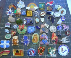 Lot of 80+ pins pinback. Olympics, Raiders, Beer, Flags, Animals, Oddities, Mix