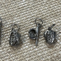 Lot of 6 Baseball Themed Silver-Tone Charms Pendant Metal Alloy Sports Son Craft