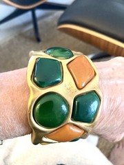 VINTAGE LANVIN PARIS RESIN EMBELLISHED STATEMENT BRACELET