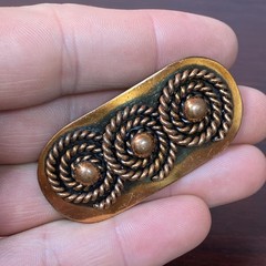Vtg Blackened Copper Brooch Pin Triple Swirled Rope Modernist MCM DIO HOFFMANDO