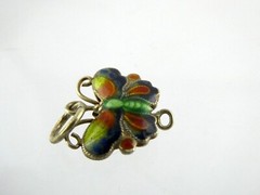 Vintage Gilded Metal Enamel Butterfly Charm or Pendant 1.7g .75 Inch Length