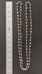 Vintage Silver-Tone Faceted Crystal Bead Long Necklace With Lobster Clasp 56 in